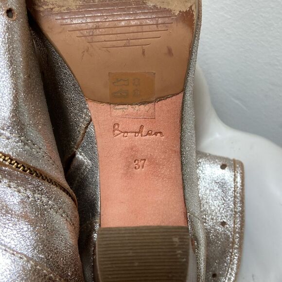 Boden Leather Silver Metalic Ankle Booties Size 37 - Picture 10 of 12
